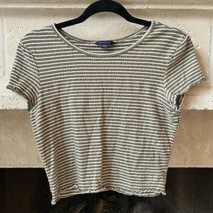 Green and white American Eagle top